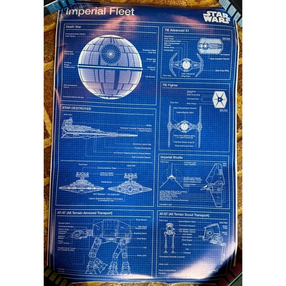 Star Wars - Movie Poster (Imperial Fleet Blueprint Schematics)  24"x36" - Picture 1 of 4